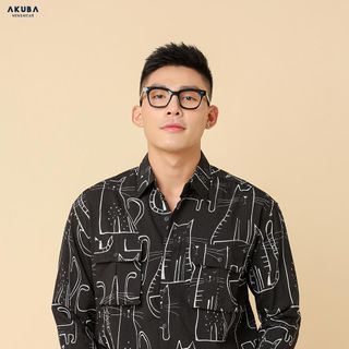 ÁO SƠ MI TAY DÀI IN CHỮ 2 MÀU -B313