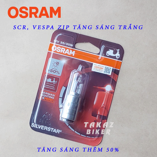 Bóng đèn HALOGEN OSRAM SCR - Vespa Zip - Tăng sáng +50% màu trắng nhập khẩu