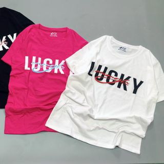 Áo phông nữ in chữ lucky thun cotton mẫu sang chảnh đơn giản dễ mặc freesize