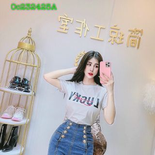 Áo phông nữ in chữ lucky thun cotton mẫu sang chảnh đơn giản dễ mặc freesize