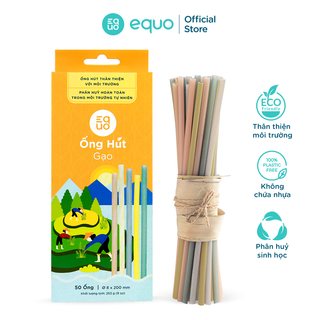Ống hút gạo EQUO màu sắc tự nhiên hộp 50 ống size tiêu chuẩn 8*200mm giá sỉ