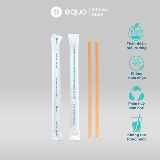 Ống hút bã mía bọc giấy EQUO không tan trong nước thùng 1000 ống size cocktail 6*150mm