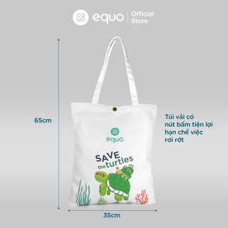 Túi vải EQUO thiết kế Save the Turtles sử dụng được nhiều lần size 630*350