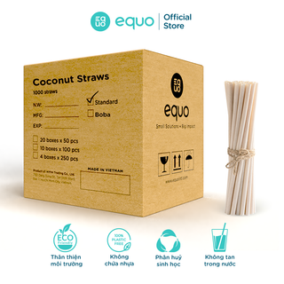 Ống hút dừa EQUO lên men tự nhiên từ nước dừa thùng 1000 ống size tiêu chuẩn 6*200mm giá sỉ