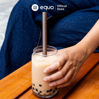 Ống hút cà phê bọc giấy EQUO logo không tan trong nước thùng 1000 ống size Boba 12*200mm, cắt xéo
