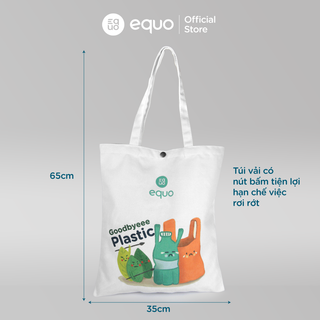 Túi vải EQUO thiết kế Goodbye Plastic sử dụng được nhiều lần size 630*350