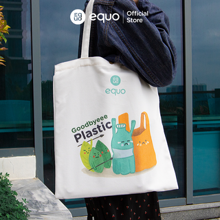 Túi vải EQUO thiết kế Goodbye Plastic sử dụng được nhiều lần size 630*350