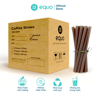 Ống hút cà phê EQUO không tan trong nước thùng 1000 ống size trà sữa 12*200mm giá sỉ