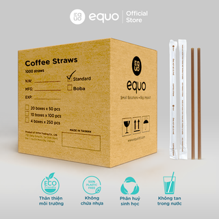 Ống hút cà phê bọc giấy EQUO logo không tan trong nước thùng 1000 ống size tiêu chuẩn 6*200mm giá sỉ