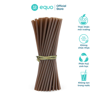 Ống hút cà phê bọc giấy EQUO logo không tan trong nước thùng 1000 ống size Smoothie 8*200mm, cắt xéo