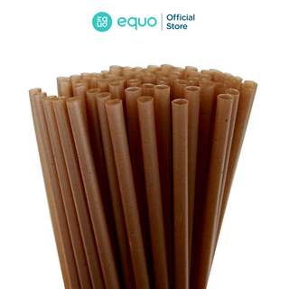 Ống hút cà phê bọc giấy EQUO logo không tan trong nước thùng 1000 ống size Smoothie 8*200mm, cắt xéo