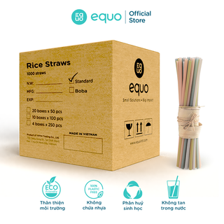 Ống hút gạo EQUO màu sắc tự nhiên thùng 1000 ống size tiêu chuẩn 8*200mm giá sỉ