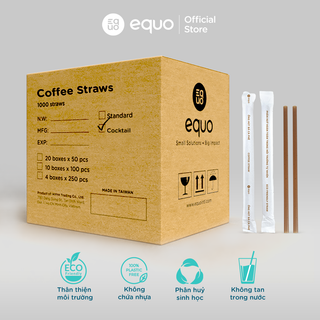 Ống hút cà phê bọc giấy EQUO không tan trong nước thùng 1000 ống size cocktail 6*150mm giá sỉ