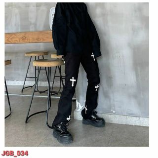 Quần Kaki Baggy Unisex Form Rộng In Thánh Giá Phong Cách Uzzlang Thời Thượng Trẻ Trung HipHop