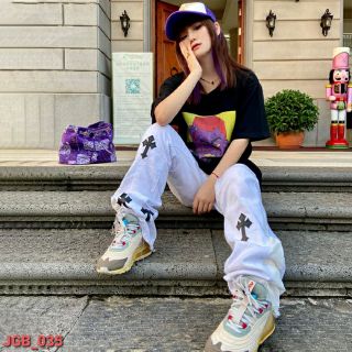 Quần Kaki Baggy Unisex Form Rộng In Thánh Giá Phong Cách Uzzlang Thời Thượng Trẻ Trung HipHop