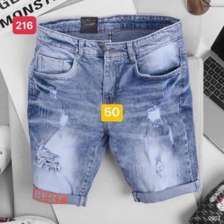 Quần Short Jean Nam In Thêu Xé Quần Phong Cách Hiphop StreetStyles