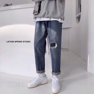 Quần Jean Baggy Nam Ống Suông Đấp Gối Siêu Hot