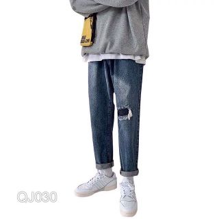 Quần Jean Baggy Nam Ống Suông Đấp Gối Siêu Hot