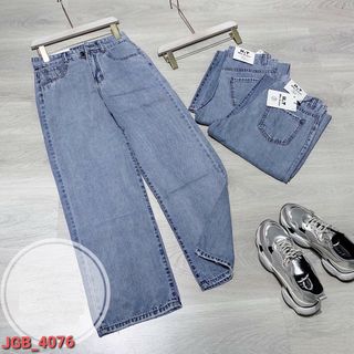 Quần Jean Baggy Nữ Kiểu Ống Suông Xanh Xắn Gấu Quần Phong Cách Giản Đơn