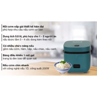 Nồi Cơm Điện Mini Đa Năng JIASHI 1,2L (Nấu Cháo, Hầm, Chưng, Hấp, Luộc) Cho 1 Đến 2 Người