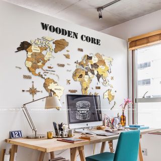 Bản đồ gỗ treo tường Wooden Core