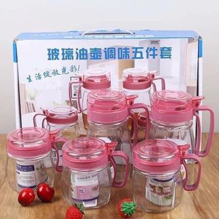 Set 5 Hủ Đựng Gia Vị Thuỷ Tinh