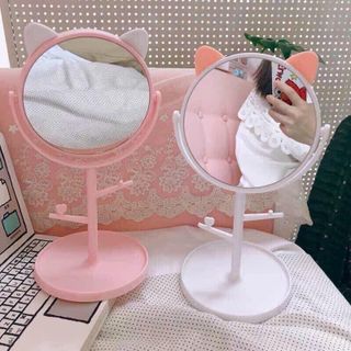 Gương Trang Điểm Tai Mèo Để Bàn