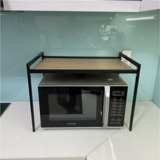 Kệ Lò Vi Sóng Đa Năng SENNAI Thép Cacbon Sơn Đen Tĩnh Điện Mặt Gỗ MDF Phủ Melamine KVS2T
