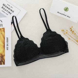 Áo Bra Kiểu Pháp - Áo Lót Ngực Ren Không Gọng Đệm Mỏng Nâng Ngực Họa Tiết Hoa Có Móc Cài Sau Freesize