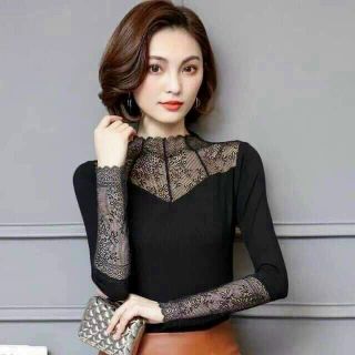 Áo Giữ nhiệt lót nỉ nhung Cổ và tay ren sang trọng cực
