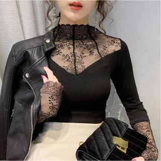 Áo Giữ nhiệt lót nỉ nhung Cổ và tay ren sang trọng cực