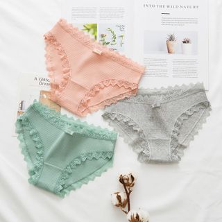 Quần Lót Nữ Cotton Gân Tăm Co Giãn Kháng Khuẩn Phối Viền Ren Nơ Siêu Xinh, Siêu Sexy, Siêu Điệu Đà _ TSDL179