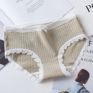 Quần lót nữ cotton kháng khuẩn co giãn 4 chiều họa tiết gân tăm viền ren