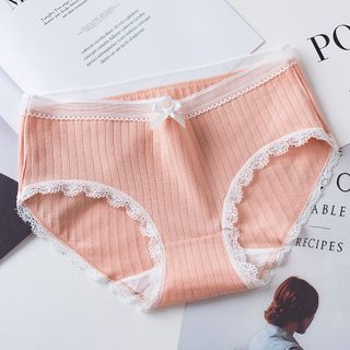 Quần lót nữ cotton kháng khuẩn co giãn 4 chiều họa tiết gân tăm viền ren