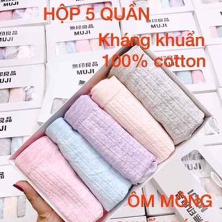 Hộp Muji 5 Quần Lót Nữ - Quần Chíp Cạp Cao Chất Cotton Cao Cấp SANG - XỊN - MỊN Kháng Khuẩn Muji Xuất Nhật _ TSDL119 giá sỉ