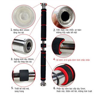 Thanh tập xà đơn treo tường gắn cửa nhiều cỡ từ 62-150cm kích thước có thể tùy chỉnh phù hợp tập gym tại nhà tăng cơ bắp