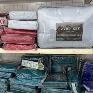 Trọn Bộ Chăn Ga Gối Phi Lụa Lavish Silk Cao Cấp Mát Lạnh Không Nối Vải -Xanh Cổ Vịt