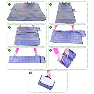 Thảm dã ngoại du lịch đi biển, bạt trải picnic cắm trại đi phượt kết hợp tập yoga gấp gọn sọc kẻ caro giá rẻ