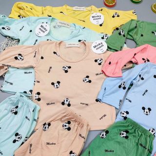 Đồ bộ trẻ em - Bộ dài tay Minkymom họa tiết Mickey cho bé.