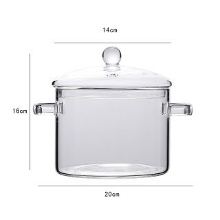 Nồi Thủy Tinh Mini Trong Suốt Đa Dụng Cho Nhà Bếp, Nồi Súp, Bát Thủy Tinh Mì Ăn Liền Có Nắp Đậy Nồi Chịu Nhiệt