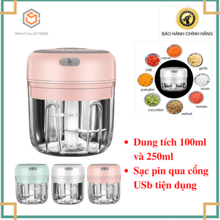 Máy Xay Tỏi Ớt Cầm Tay Mini Sạc Điện 100ml 250ml Tiện Lợi Cổng cắm USb Mẫu mới giá sỉ