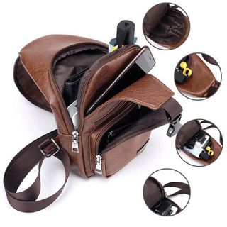 Túi Da Nam Đeo Chéo Unisex Cao Cấp Có Cổng Sạc Điện Thoại
