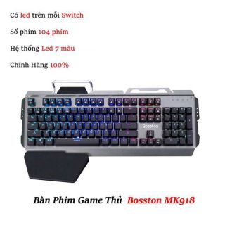 KB BOSSTON MK 918 Phím Cơ Chuyên GAME USB Có LED trên mỗi Switch LED nền và LED chữ Có 10 Chế Độ LED. BH 1 Đổi 1