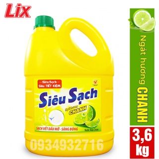 Nước Rửa Chén LIX Siêu Sạch Hương Chanh can 3,5kg Thùng 4 can