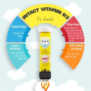 Viên sủi Intact mit Vitamin D3 vị chanh nhập khẩu đức (Dùng được cho trẻ nhỏ trên 4 tuổi))