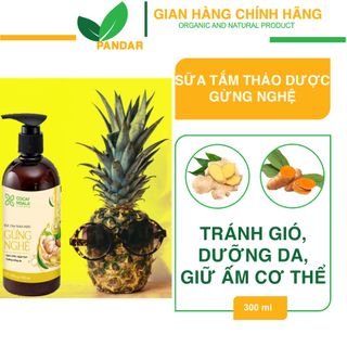 Sữa tắm thảo dược gừng nghệ, tránh gió, chống cảm, chai 300g, Cỏ cây hoa lá, PANDAR giá sỉ