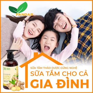 Sữa tắm thảo dược gừng nghệ, tránh gió, chống cảm, chai 300g, Cỏ cây hoa lá, PANDAR