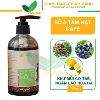Sữa tắm cà phê, khử mùi cơ thể, sáng da rạng rỡ, tẩy tế bào chết hiệu quả, chai 300g, Cỏ cây hoa lá, PANDAR