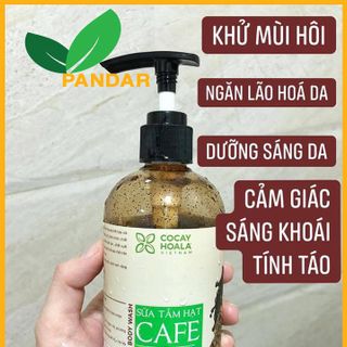 Sữa tắm cà phê, khử mùi cơ thể, sáng da rạng rỡ, tẩy tế bào chết hiệu quả, chai 300g, Cỏ cây hoa lá, PANDAR