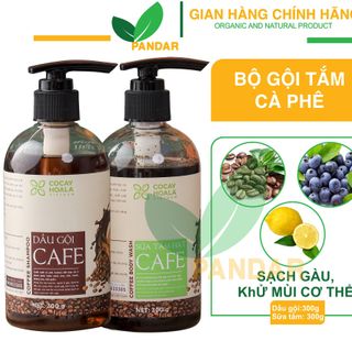 Combo Dầu gội cà phê và Sữa tắm cà phê, sạch gàu, khử mùi cơ thể, hạn chế tóc gãy rụng, 300g/chai Cỏ cây hoa lá, PANDAR giá sỉ